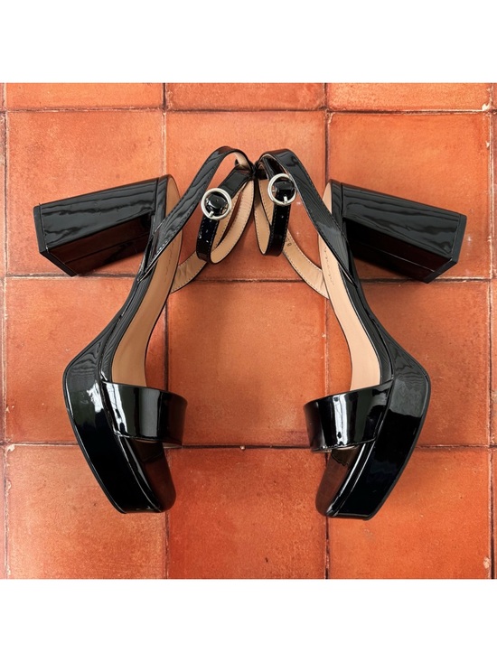 Sz 8.5 Jellypop Shannon Dressy Platform Block Heel Sandals In Glossy Black GUC - Picture 4 of 7